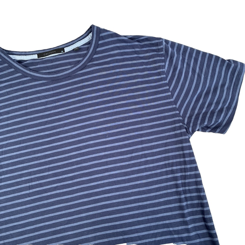Mens Greyson Golf Blue Striped Short Sleeve T-Shirt Size Medium Cotton